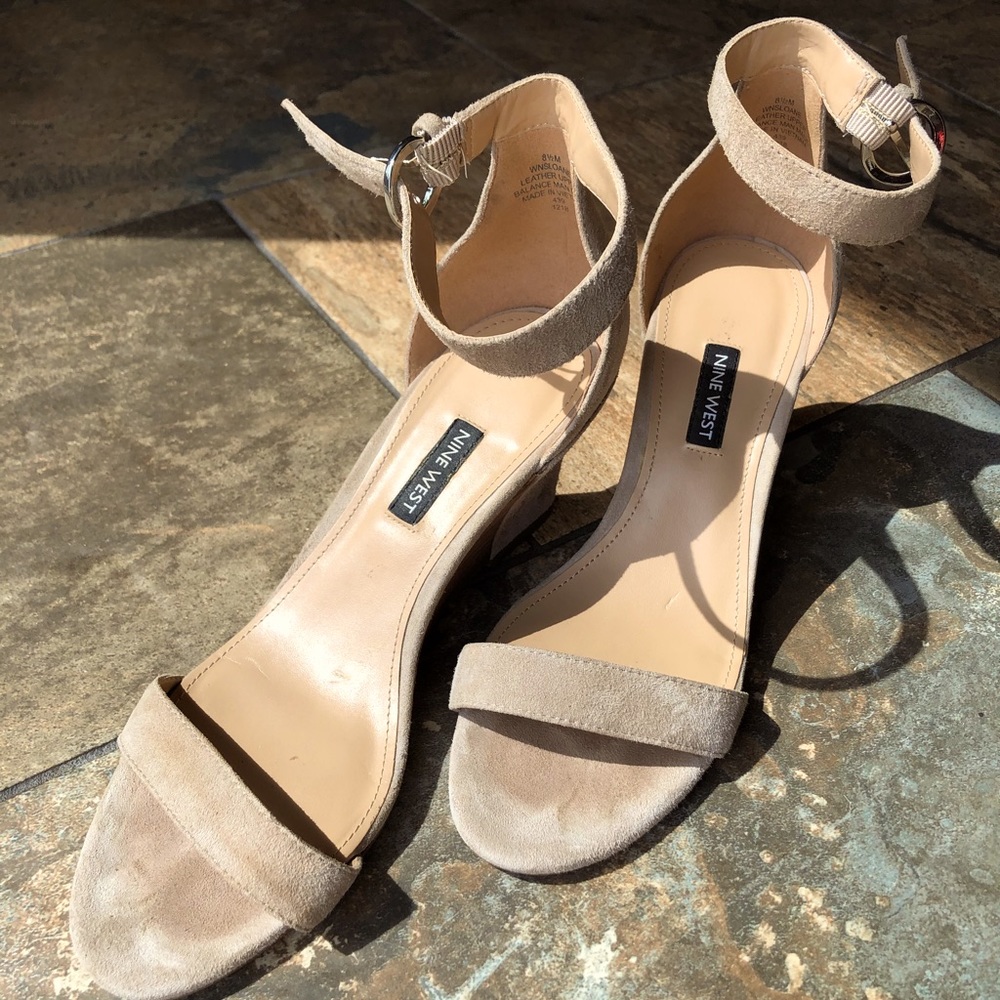 Nine West wedge beige suede sandals - 8.5 size